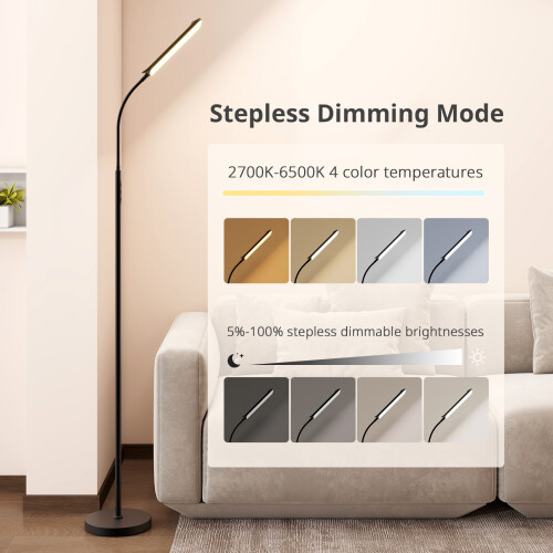ELECWISH LED Floor Lamp Adjustable 3 Color Reading Light with Remote Control UK 2