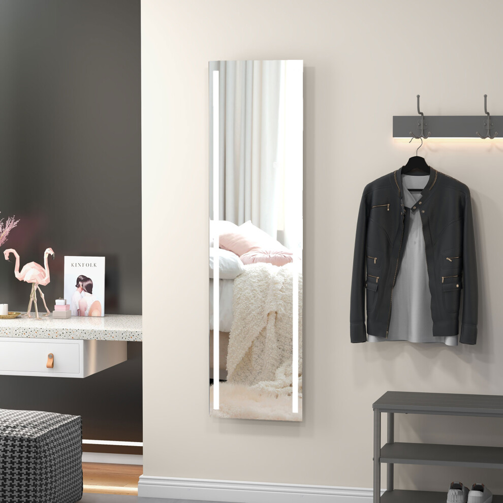 HOMCOM Full Size Body LED Mirror, Dimmable Lighted Mirror for Bedroom