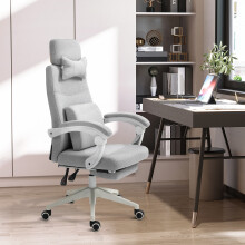 Vinsetto Grey Reclining Office Chair with Lumbar Support, Footrest, 160 Back, Adjustable Height, 5-Wheel Mobility — 921-253V71GY