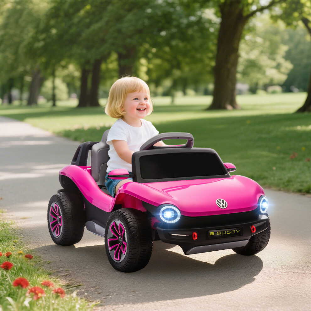 Aiyaplay Volkswagen Licensed Kids Electric Car W/ Remote, Suspension, Pink