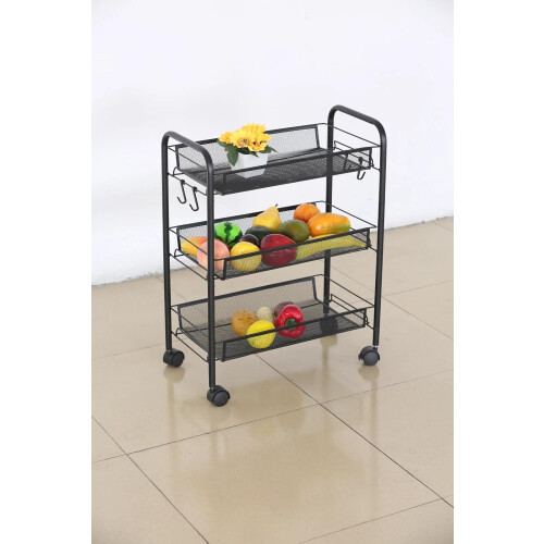 3 Tier Storage Cart Metal Kitchen Trolley on Wheels 1