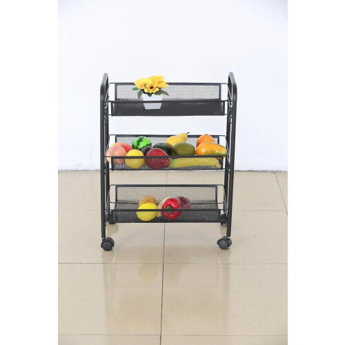 3 Tier Storage Cart Metal Kitchen Trolley on Wheels 2