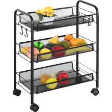 3 Tier Storage Cart Metal Kitchen Trolley on Wheels