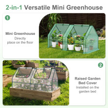 6 x 3 x 3 ft Mini Greenhouse with 2 Zipper Doors Includes 2 Covers