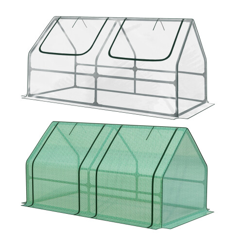 6 x 3 x 3 ft Mini Greenhouse with 2 Zipper Doors Includes 2 Covers 1