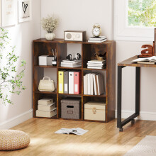 HOMCOM 9 Cube Storage Cupboard Bookcase Bookshelf Home Office, Rustic Brown
