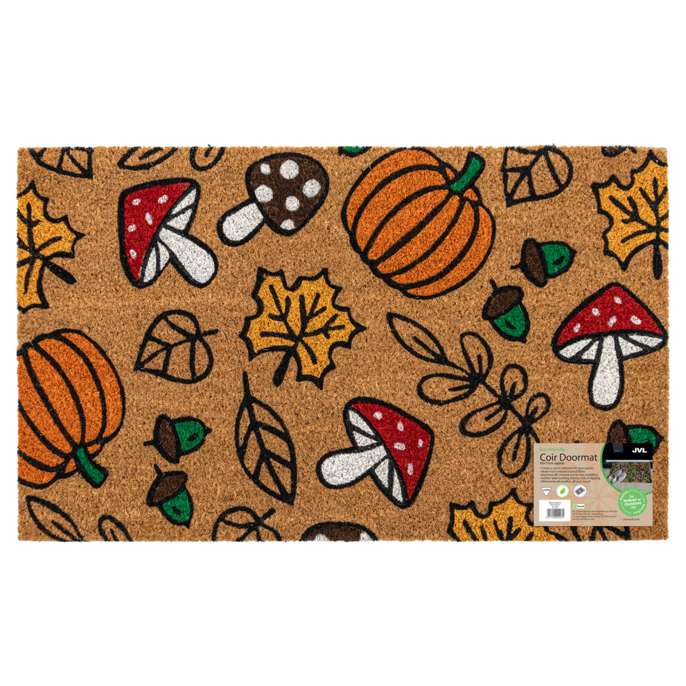 Jvl Unisex Brown Latex Backed Coir Entrance Doormat 45X75cm - Autumn In | Size: 40 Cm X 75 Cm - Image 3
