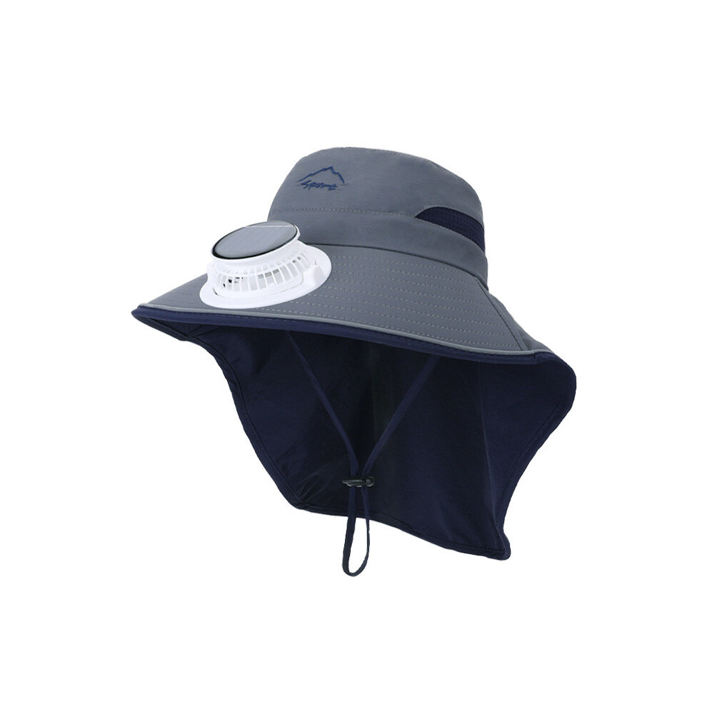 (Navy)Chapeau de soleil été enfant avec ventilateur solaire pour sports de plein air et vêtements décontractés