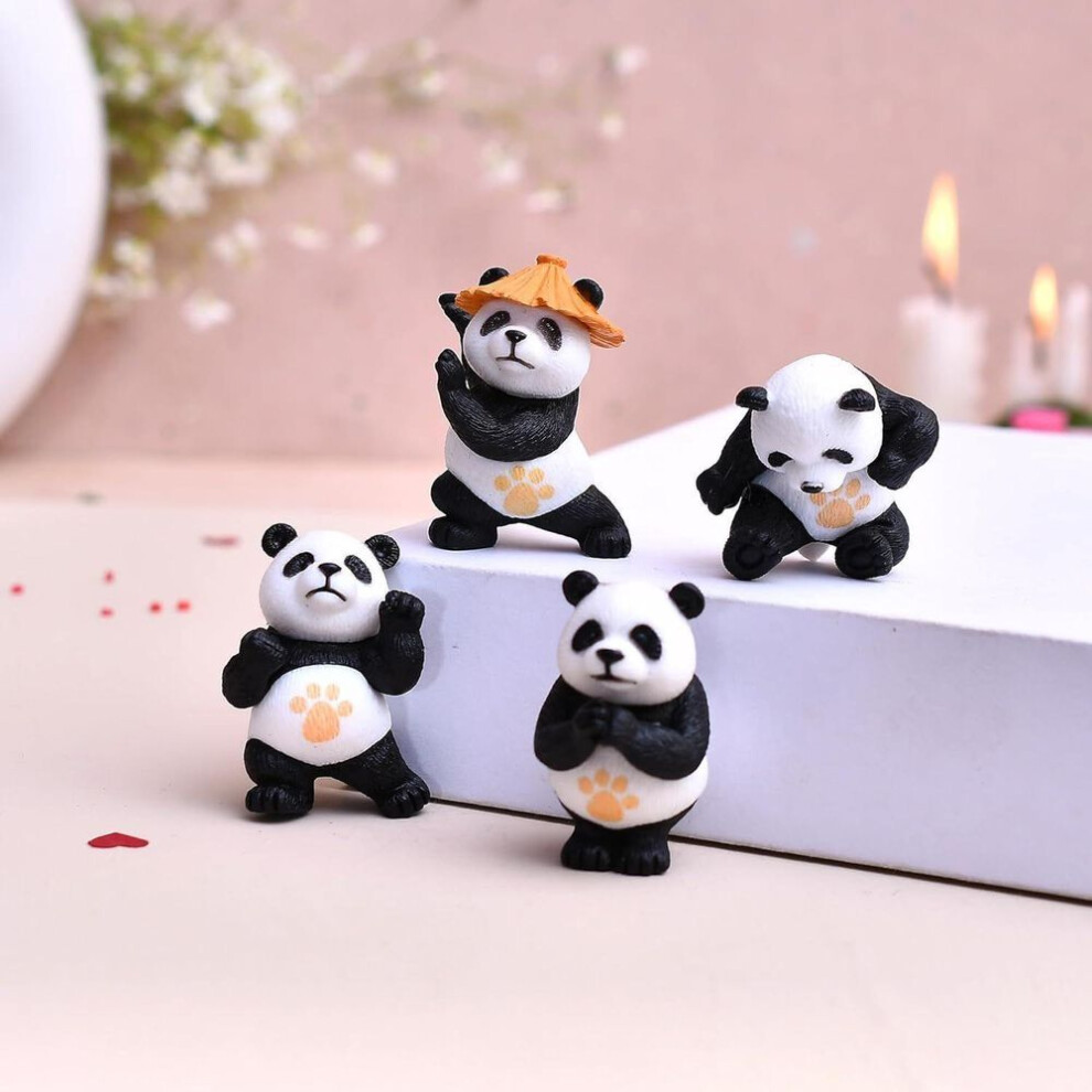 Panda Miniature Unique Gifts For Girlfriend And Boyfriend Resin Panda Miniature Valentine Decoration Items (4 Pieces) New
