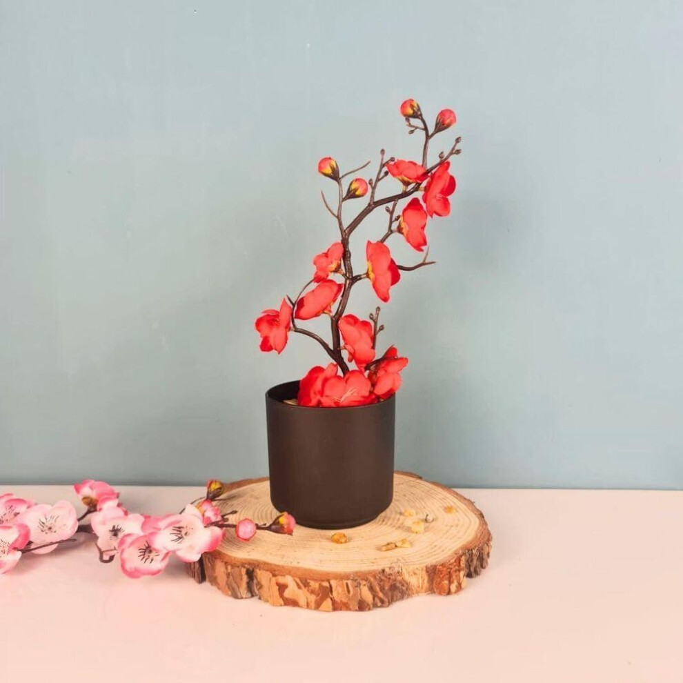 Latest 1 Pcs Artificial Cherry Blossom Bonsai Tree With Wooden Pot For Home Decor, Living Room,