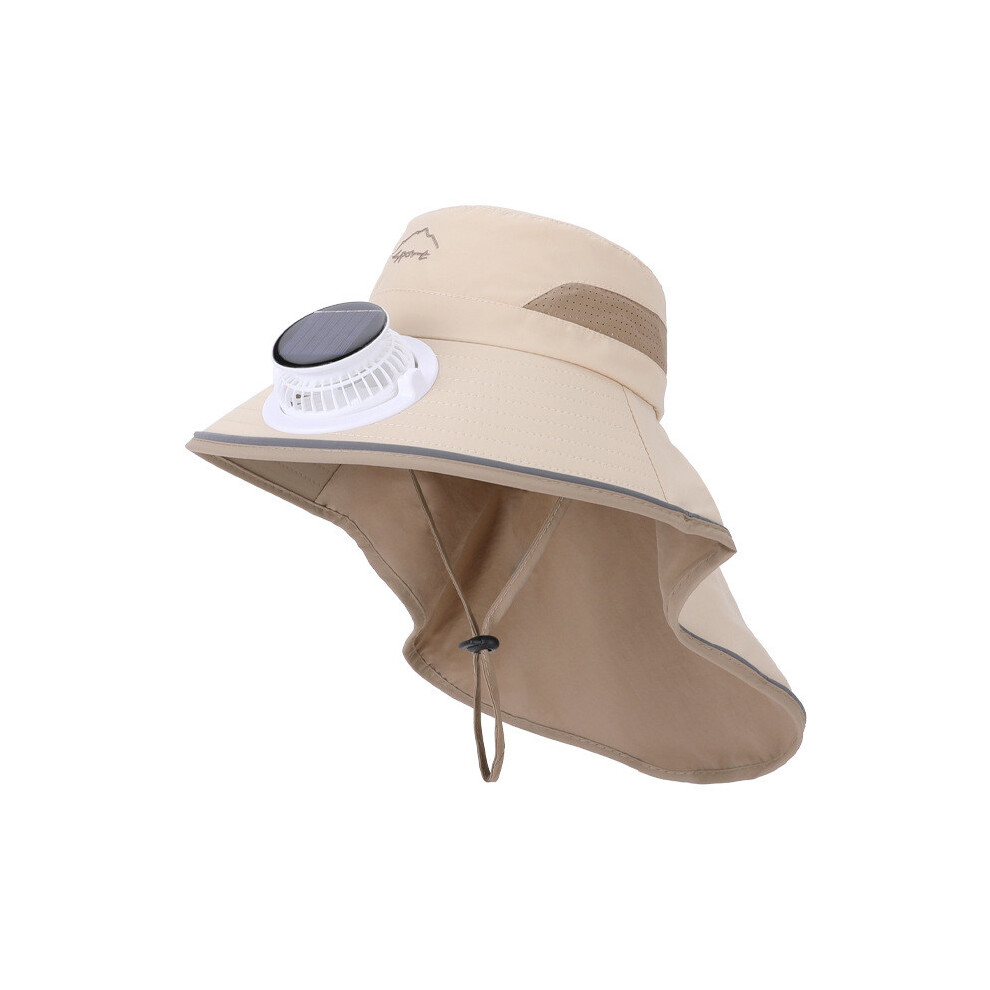 (Khaki)Chapeau de soleil été enfant avec ventilateur solaire pour sports de plein air et vêtements décontractés