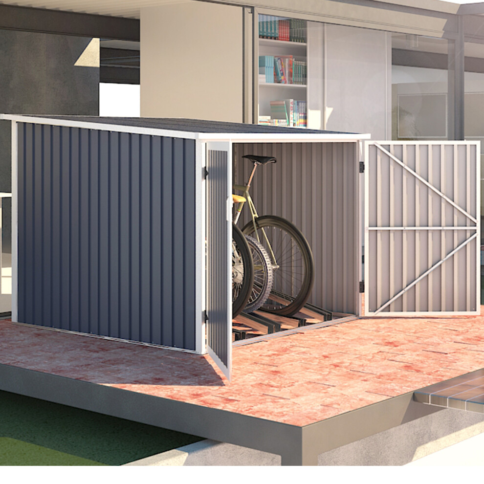 BillyOh Newbury 6'x7' Metal Bike Store Grey