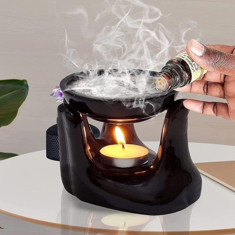 Latest Ceramic Hand Type Oil Burner For Home, Office, With 1 Tea Light Candle, Made By Porcelain