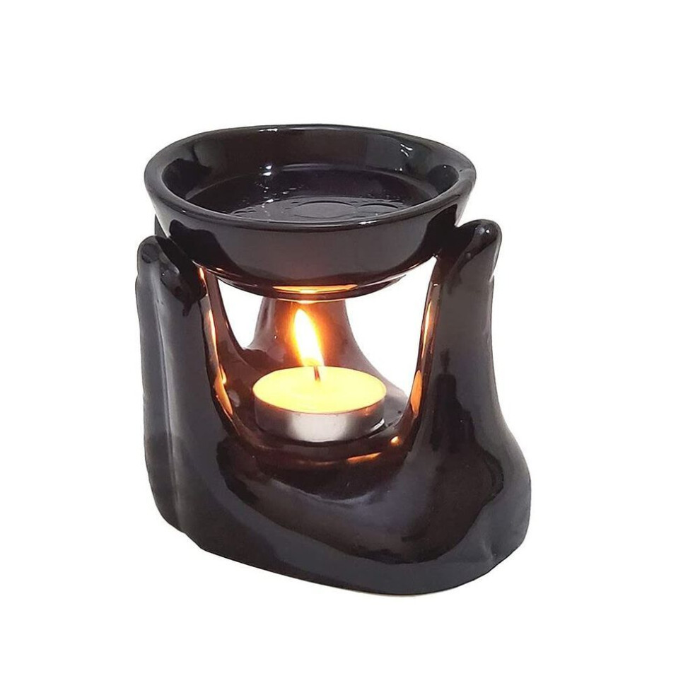 Latest Ceramic Hand Type Oil Burner For Home, Office, With 1 Tea Light Candle, Made By Porcelain
