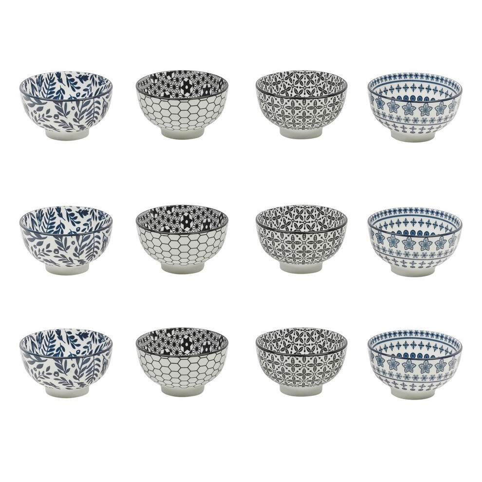 (3 of Each Design (12) (Out of stock)) Porcelain Ceramic Dessert Bowls Soup Cereal Dinnerware Dishwasher Safe Gift Set