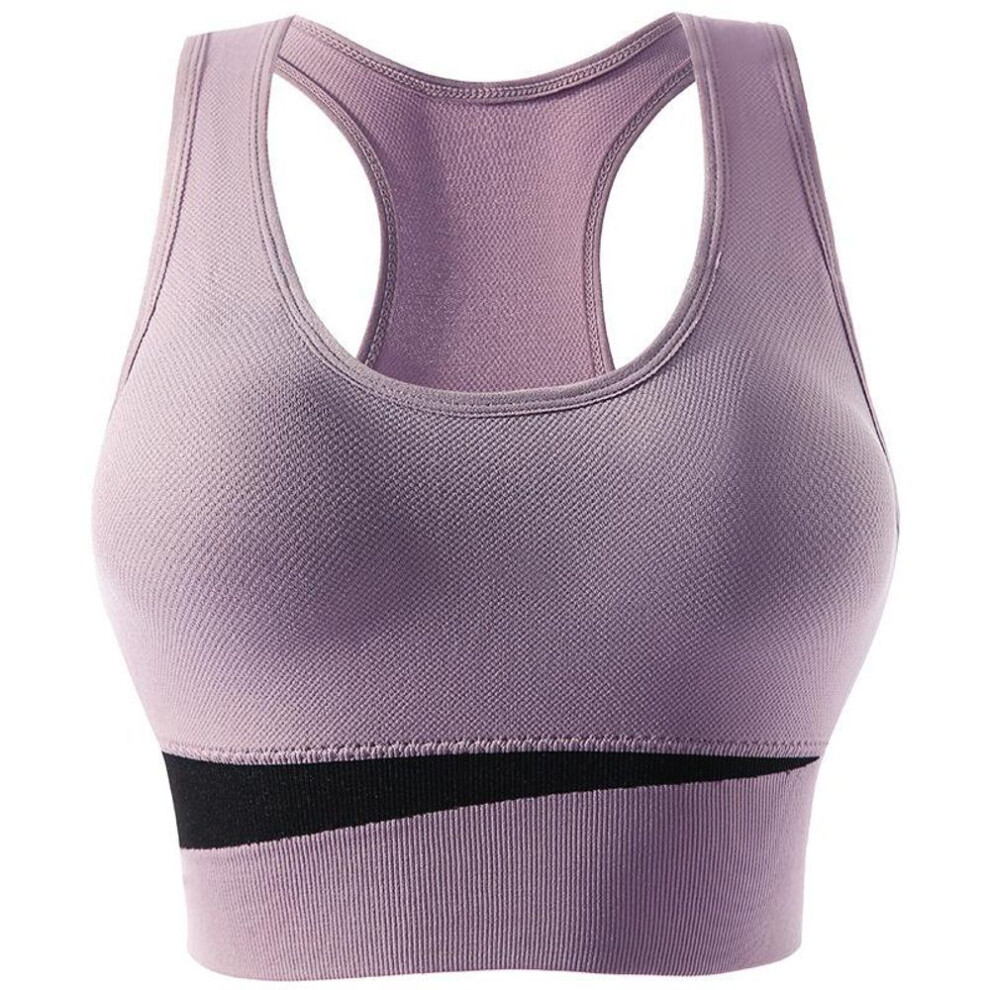 (purple, M) Sexy Ladies Fitness Sports Bra Shockproof Push Up Yoga Vest Casual Underwear High Elasticity Tank Top Cotton Top Brassiere Wireless Sports Vest