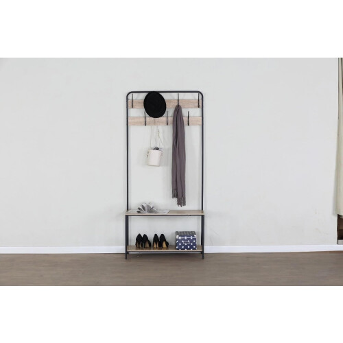 Clothes Hat Coat Rack with Shoe Storage Bench 7 Hooks Hanging 2