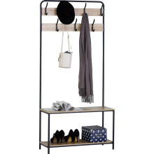 Clothes Hat Coat Rack with Shoe Storage Bench 7 Hooks Hanging