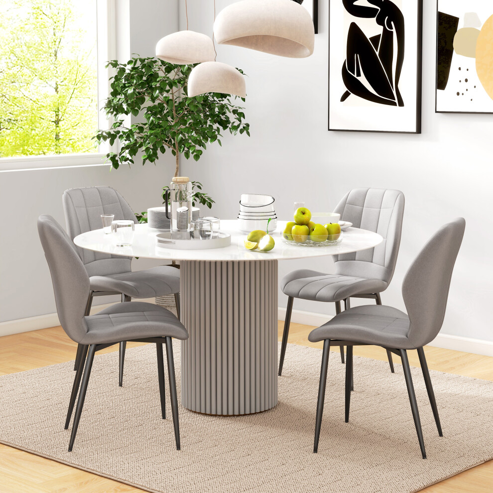 HOMCOM Modern Style Kitchen Chairs Set of 4 with Flannel Upholstered, Light Grey-image-OPC-PDW2NWV-NEW