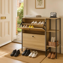 Shoe Rack Shoe Storage Cabinet Stand MDF Wooden Cupboard Unit 2 Drawer