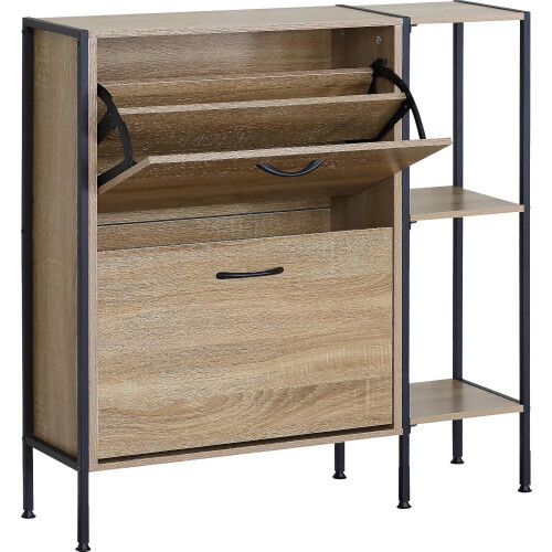Shoe Rack Shoe Storage Cabinet Stand MDF Wooden Cupboard Unit 2 Drawer 2