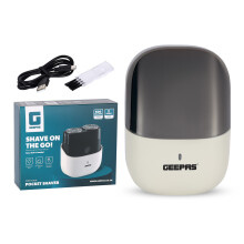GEEPAS Wet & Dry Pocket Electric Shaver for Men | 2 Magnetic Heads IPX7 Waterproof 60-Min Cordless Use | One Press Operation LED Indicator