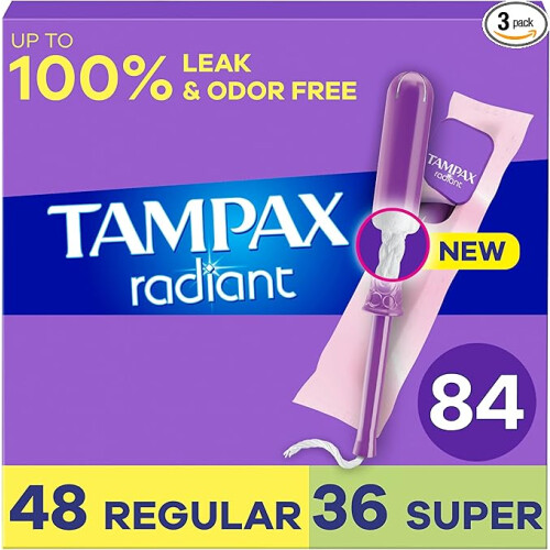 Tampax Radiant Tampons Multipack, with LeakGuard Braid
