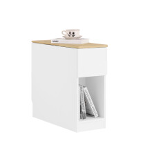 Mesa de Cabeceira SoBuy 3 Compartimentos Branco e Madeira