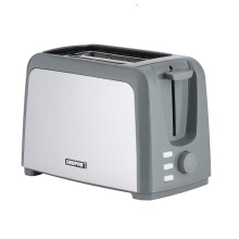 (Grey) Geepas 2 Slice Bread Toaster with 7 Level Browning Control | Removable Crumb Tray, Defrost, Reheat & Cancel Function, Cord Storage 750W