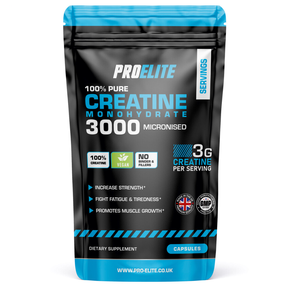 Pro Elite (120 Capsules) Creatine Monohydrate 750Mg Vegan Capsules Proelite