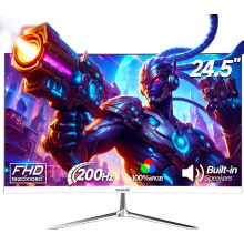 Gawfolk Gaming Monitor 24.5" PC Monitor 144Hz/180Hz FHD 1080P Frameless VA Panel sRGB 100% DisplayPort HDMI Eye Care Wall Mount White