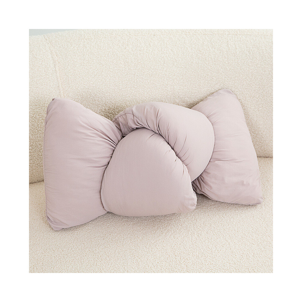 (Violet)Coussin créatif en tissu coton couleur unie forme nœud pour canapé et lit déco