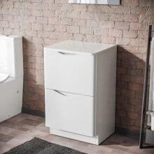 500mm Gloss White 2 Drawer Work Top Freestanding Vanity Unit Bathroom | Lyndon