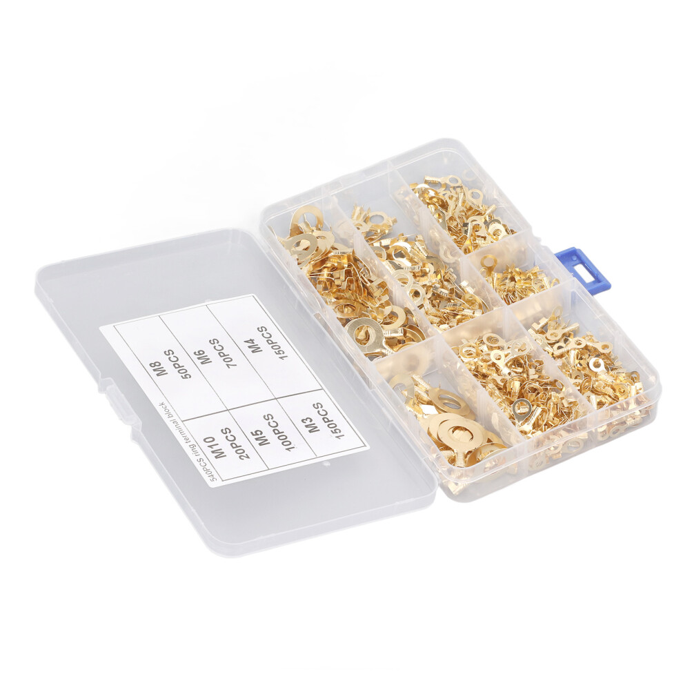 540Pcs Gold Brass Ring Terminal M3 M4 M5 M6 M8 M10 O Shape Terminal Wire Connector 3281320076426