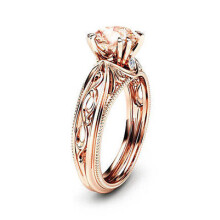 (8)Design Retro Rose Gold Ring Antique Art Morganite Diamond Birthday Proposal Gift Wedding Band Rings