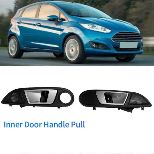 1Pair Car Front Inner Door Handle Pull for Ford Fiesta LHD Black 1