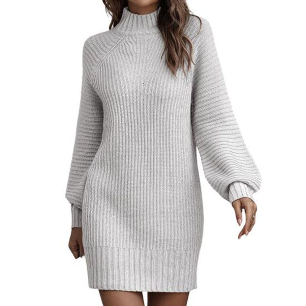 (white, S) Popular Mini Dress Solid Color Coldproof Breathable Casual Ribbed Mini Pencil Knitted Dress Daily Clothing