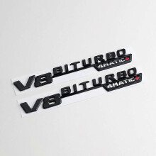 (V8 glansig svart) 2 st Ventilationsskärm Emblem Blade Logo V8 BITURBO 4MATIC+ för Mercedes Benz AMG