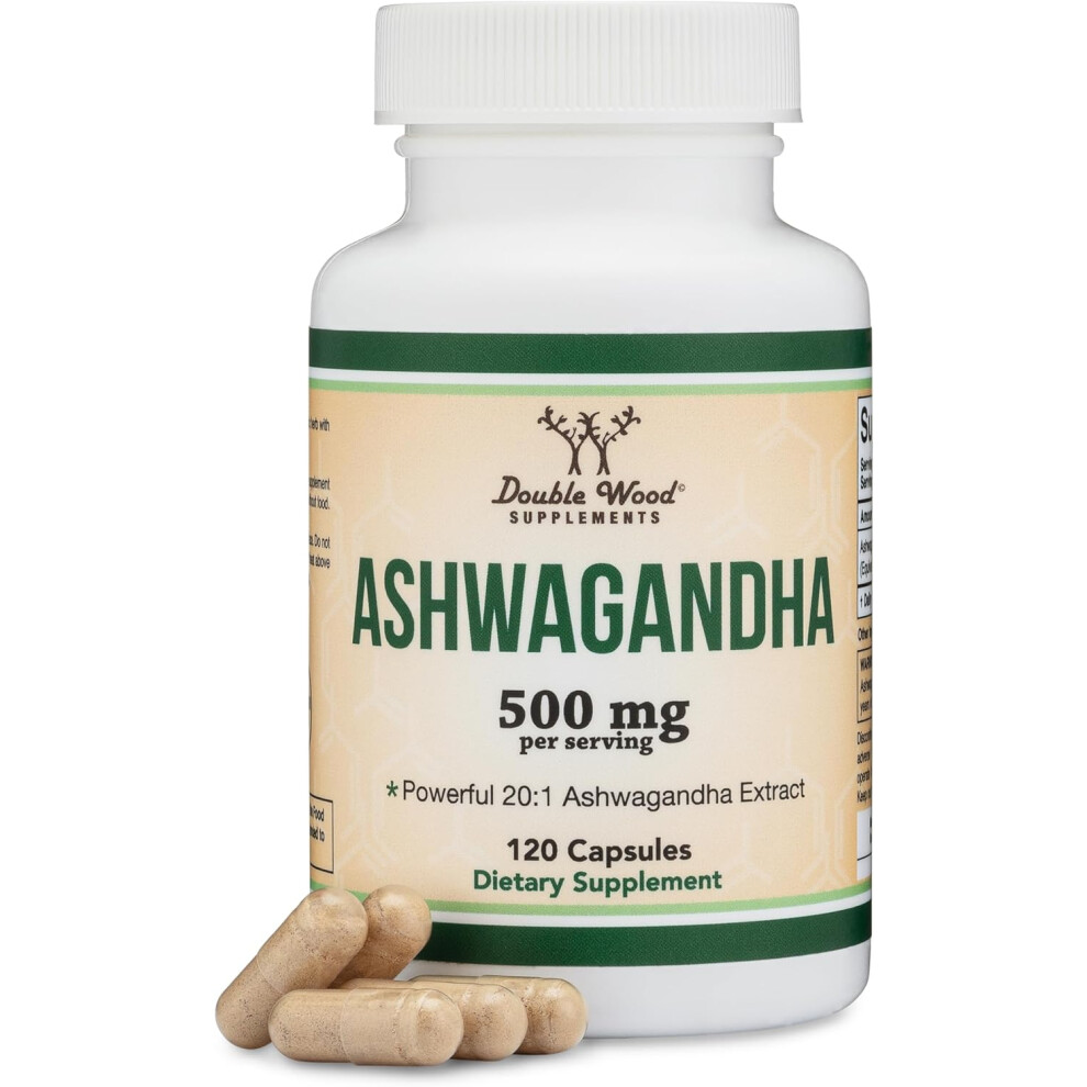 Double Wood Supplements Ashwagandha Capsules, 120 Capsules By Double Wood