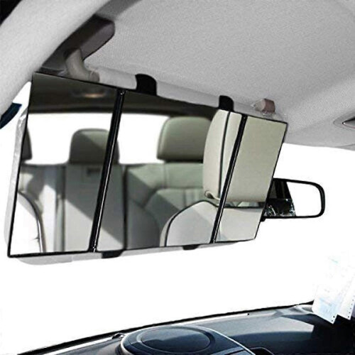 Car 3 Sections Folding Vanity Mirror Adjustable Car Sunshade Mirror 2