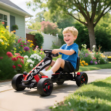 (Red) AIYAPLAY Pedal Go Kart with Automatic Clutch, for Ages 3-6 Years