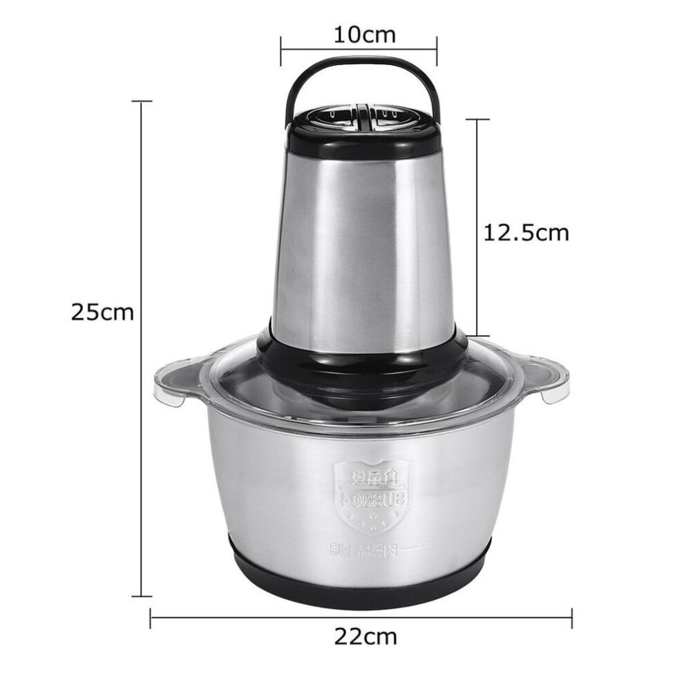 2 Speeds Stainless Steel 2l Capacity Electric Chopper Meat Grinder Mincer Food Processor Slicer Stainless Steel Mincer Kitchen Slicer