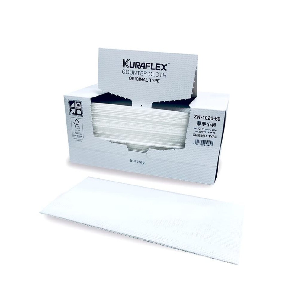 Kuraray Kuraflex Counter Cloth Zn-1020-60 60 Pieces 100% Rayon Non-woven Fabric Thick 30 X 61 Cm White
