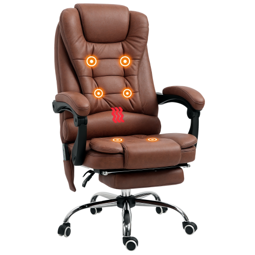 Vinsetto Vinsetto Ergonomic Heated 6 Points Vibration Massage Office Chair, Brown 1