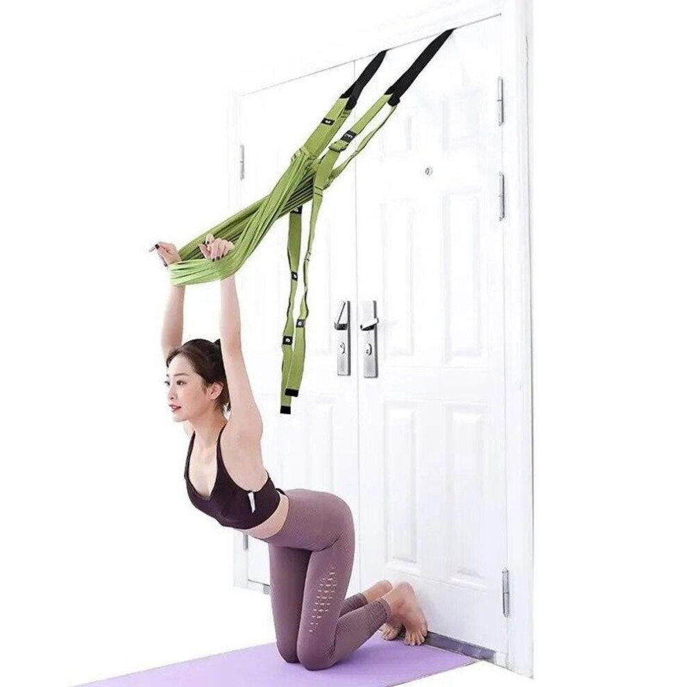 (green) Air Yoga Rope Straight Horse Coil Open Elastic Yoga Belt Split Lower Waist Trainer Reverse Rope Tension Stretching Belt