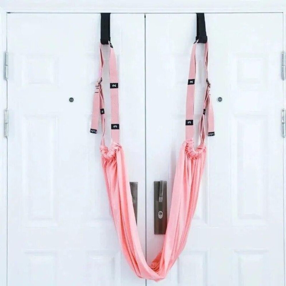 (pink) Air Yoga Rope Straight Horse Coil Open Elastic Yoga Belt Split Lower Waist Trainer Reverse Rope Tension Stretching Belt