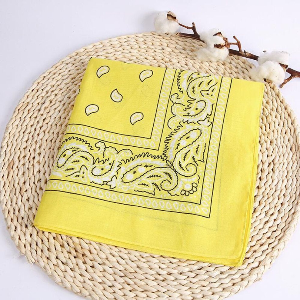 (yellow) Women Fashion Dozen Paisley Bandanas Cowboy Head Scarf Cowgirl Headband Necktie