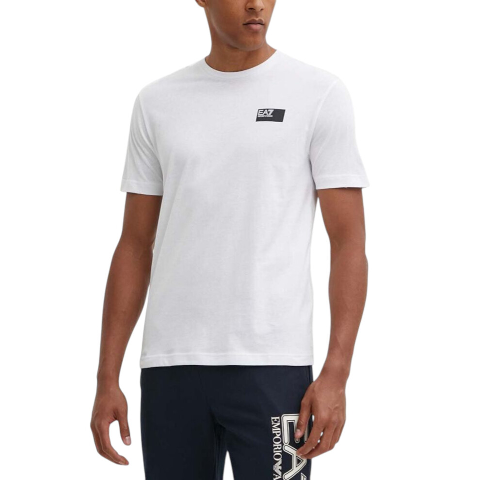 Armani (, L) Emporio Ea7 Mens T Shirts Regular Fit Casual Summer Pullover Cotton Top White
