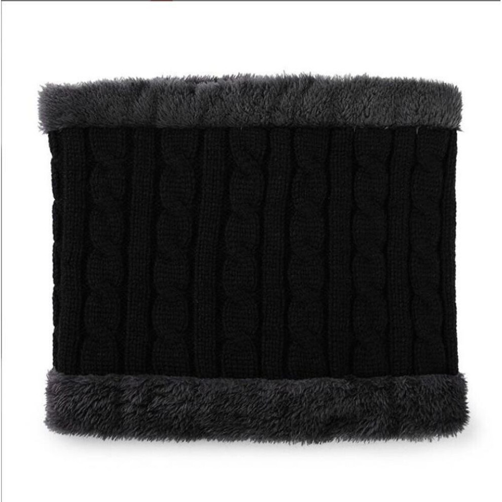 (black) Men Winter Warm Knitted Neck Scarf Women Scarf Male Thickened Wool Fur Collar Scarves