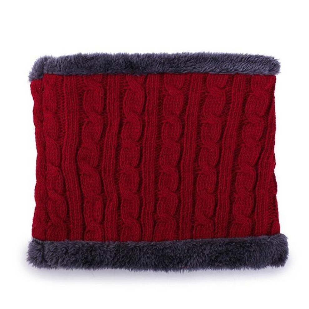 (red) Men Winter Warm Knitted Neck Scarf Women Scarf Male Thickened Wool Fur Collar Scarves